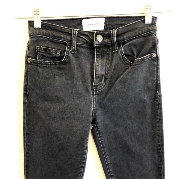 Current Elliott High Waisted The Stilleto Star Print Jeans Size 25 Black - Picture 4 of 9